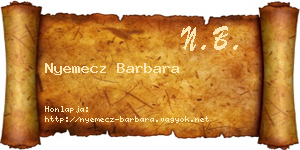 Nyemecz Barbara névjegykártya